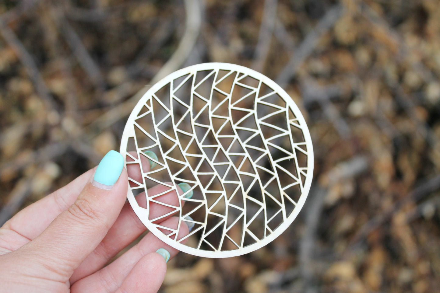 Round patterned laser cut unfinished coasters 3.5 inches - Set of 10 - made of high quality plywood - table decor, Modern coasters