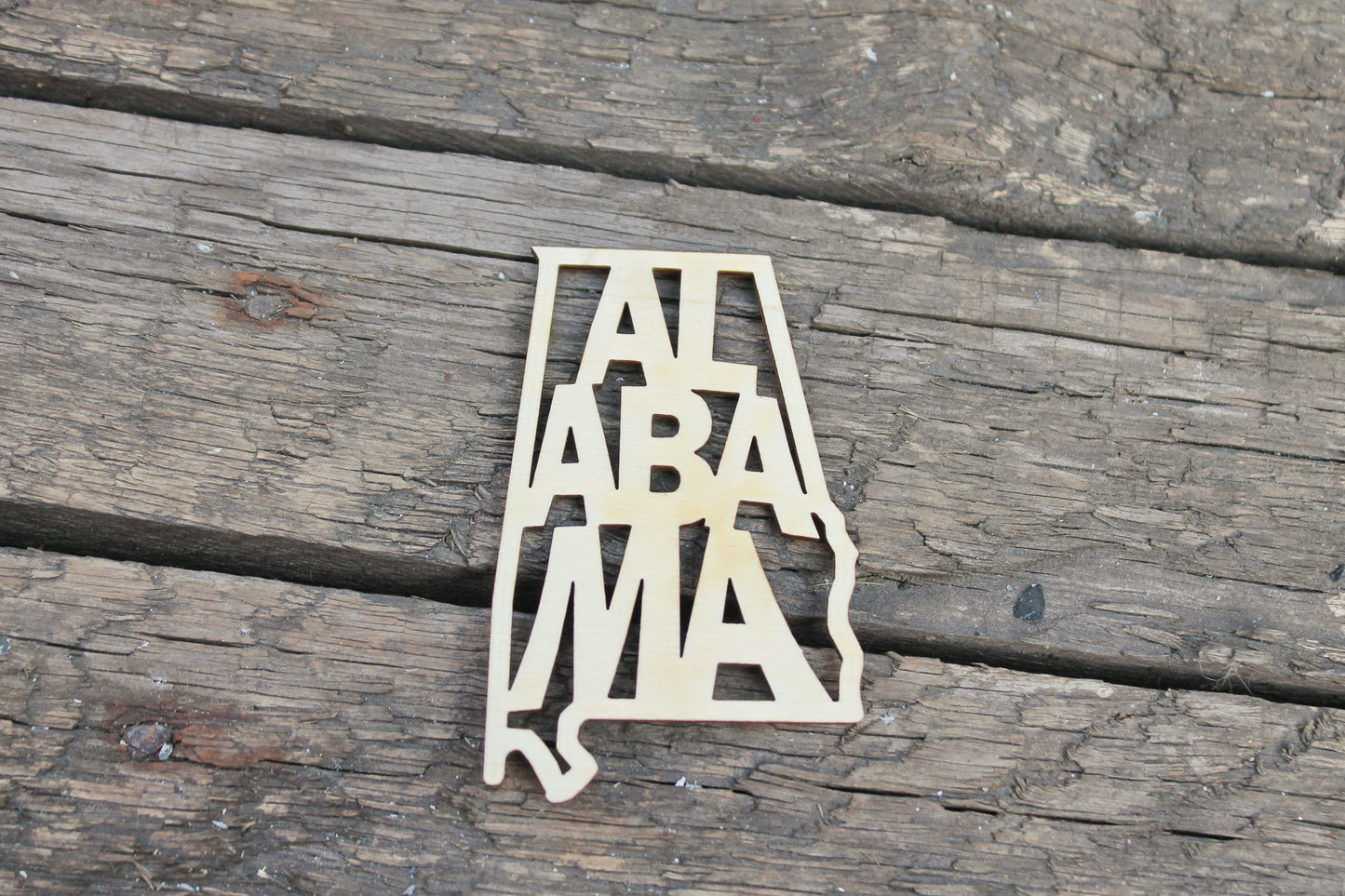Alabama state inscription - Laser Cut - unfinished blank-3.5 inches - Alabama Map Shape Text, Pattern, Stencil, Outline - Sweet Home Alabama