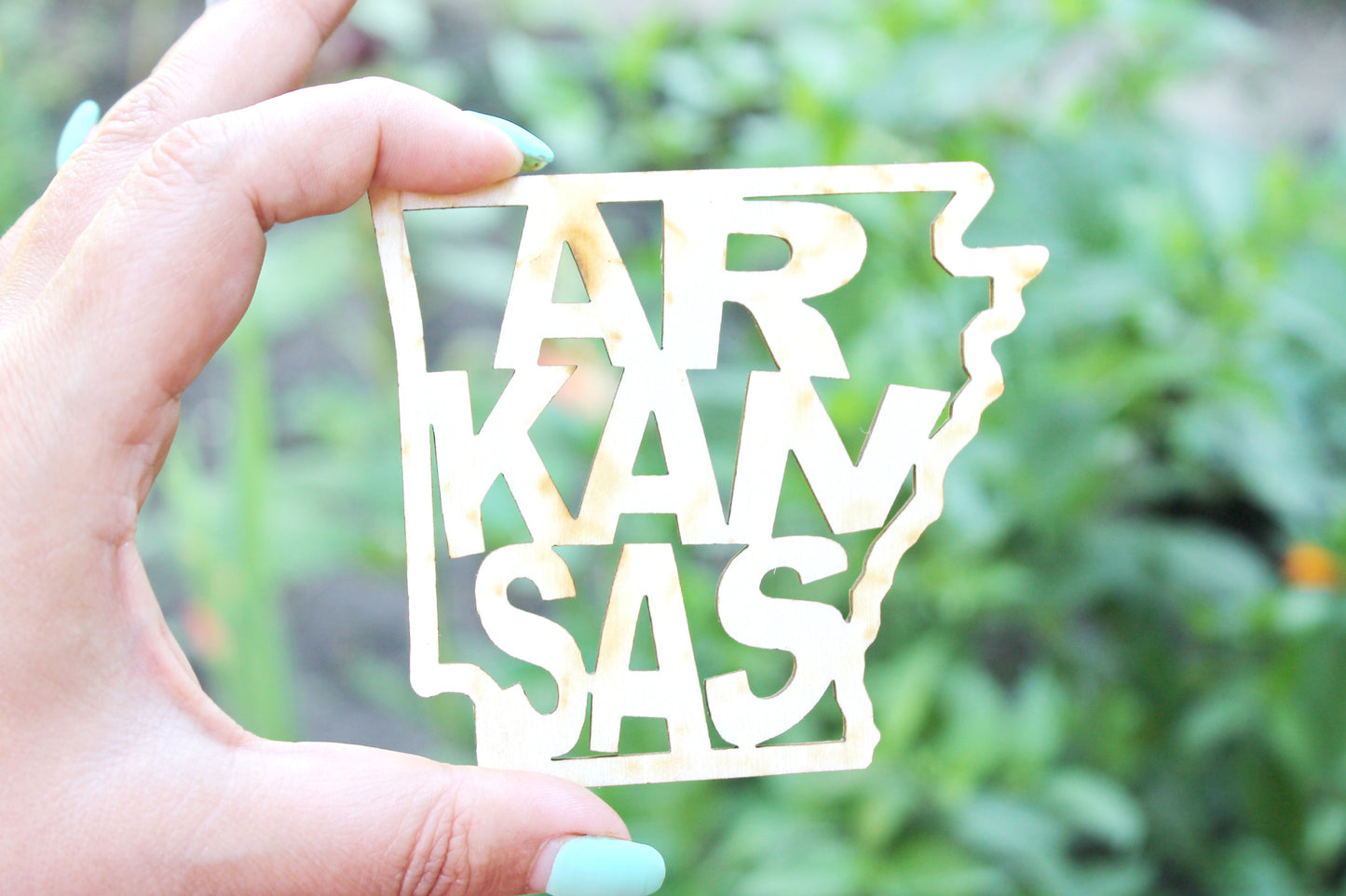 Arkansas state inscription - Laser Cut - unfinished blank-3.3 inches - Arkansas Map Shape Text, Pattern, Stencil, Outline