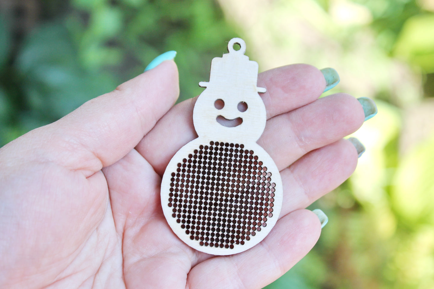 Snowman - Cross stitch pendant blank of snowman - blanks Wood Needlecraft Pendant, wooden cross stitch blank