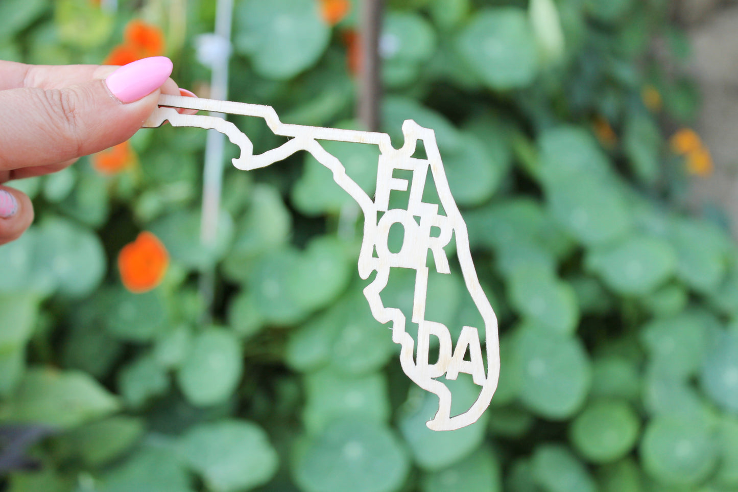 Florida state inscription - Laser Cut - unfinished blank - 3.5 inches - Florida Map Shape Text, Pattern, Stencil, Outline