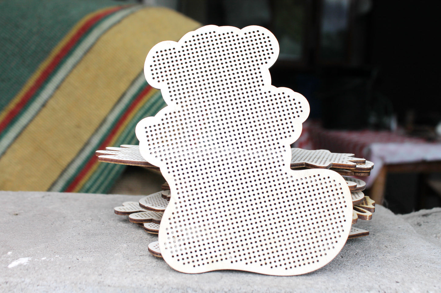 Christmas stocking - Cross stitch big blank 154 mm (6.1 inches) - Christmas decor - New Year Wood blank - wooden cross stitch blank