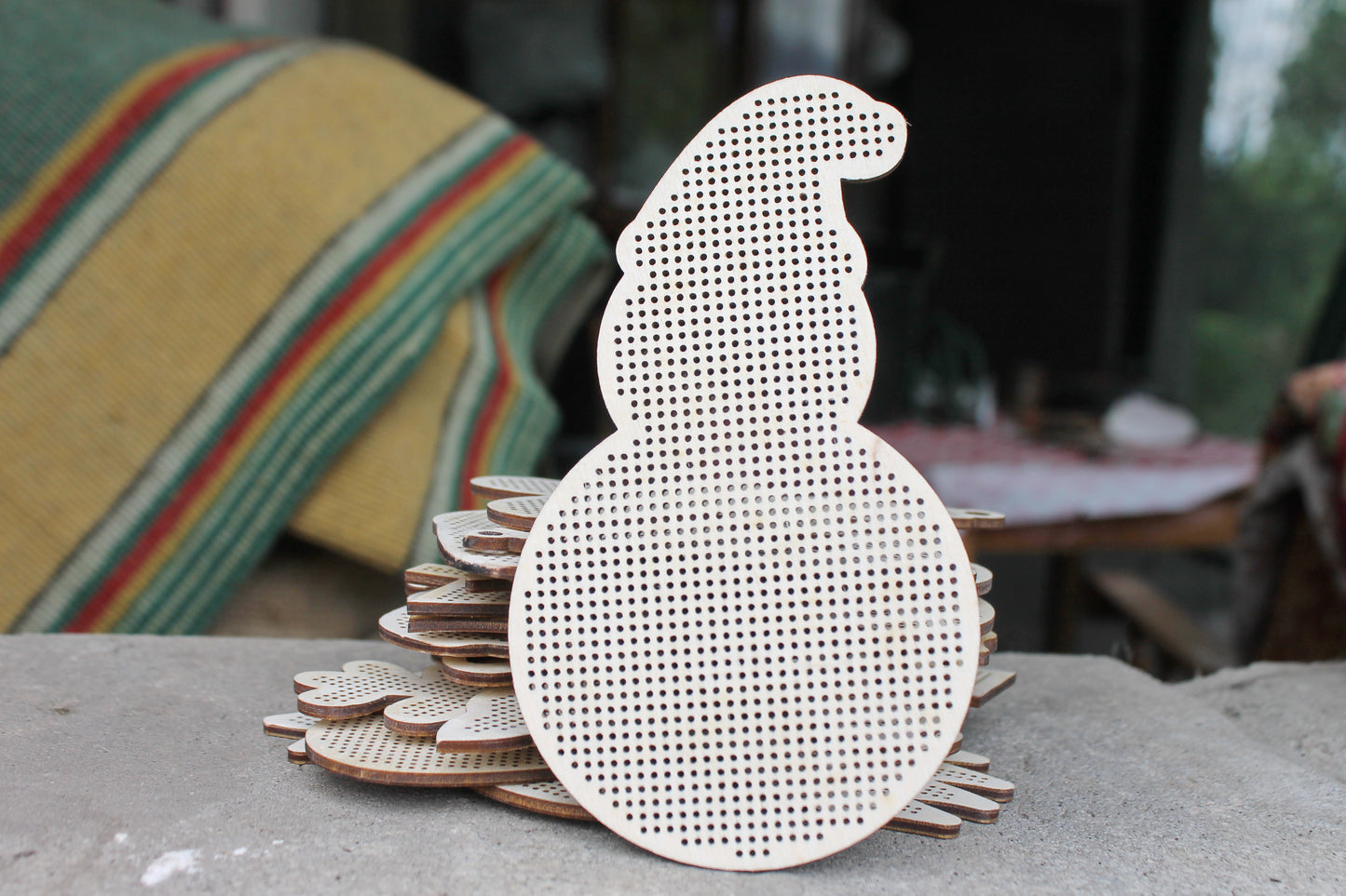 Snowman in hat - Cross stitch big blank 152 mm (6 inches) - Christmas decor - New Year Wood Needlecraft blank - wooden cross stitch blank