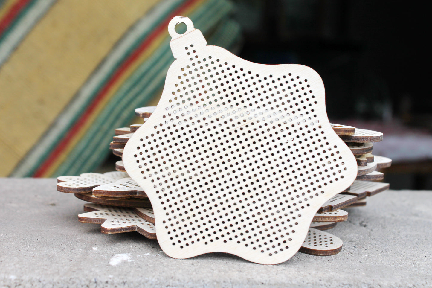 Snowflake (flower) Cross stitch Christmas big blank 113 mm (4.4 inches) - blanks Wood Needlecraft Pendant, wooden cross stitch blank