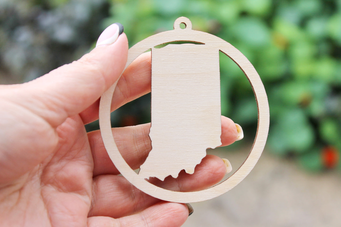Indiana state round pendant - Laser Cut - unfinished blank - 3.1 inches - Indiana Map Inside Circle