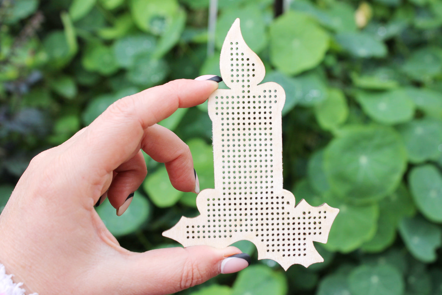 Christmas Candle Cross stitch pendant blank - Candle blank - 123 mm - 4.8 inches - Wood Needlecraft Pendant - wooden cross stitch blank