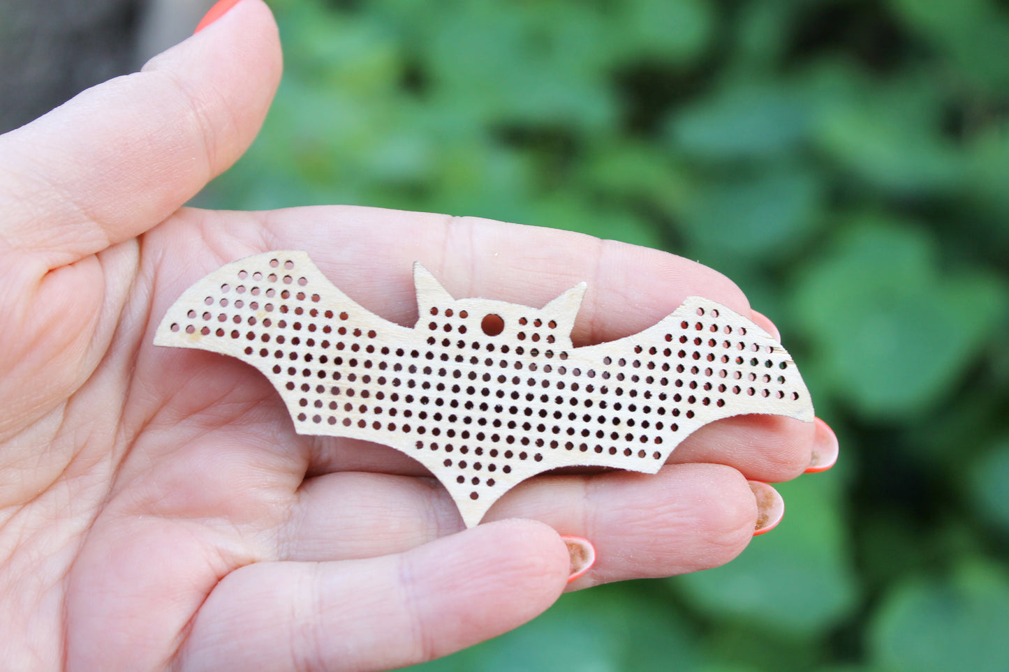 Bat - Halloween Bat - 3.6 inch. Cross stitch pendant blank - blanks Wood Needlecraft Pendant - wooden cross stitch blank