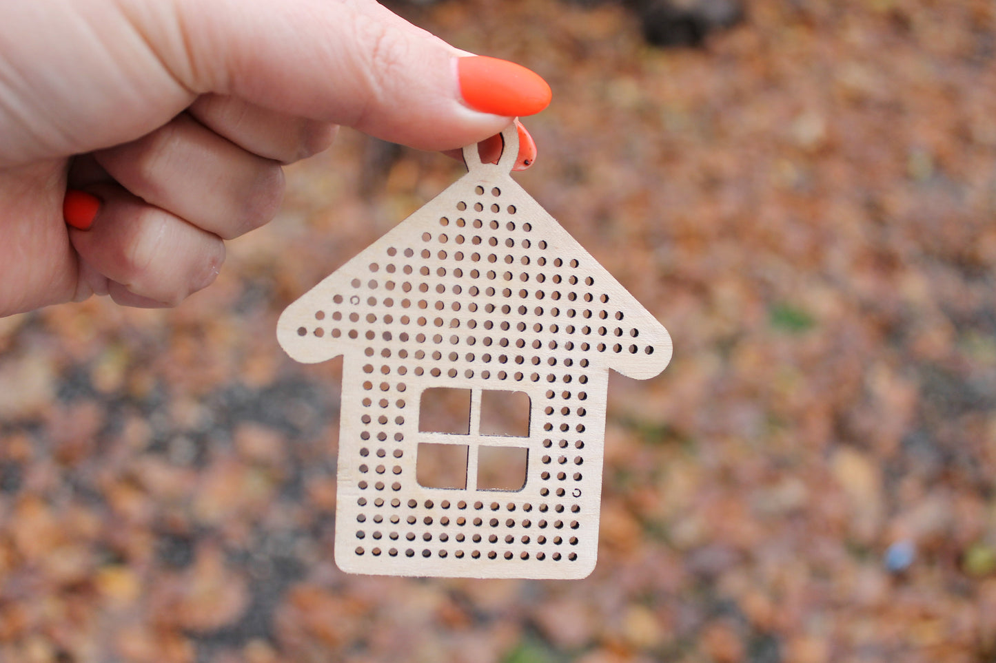 House cross stitch - Cross stitch blank 3.3 inches - wooden cross stitch blank - Christmas tree decor - DIY decor