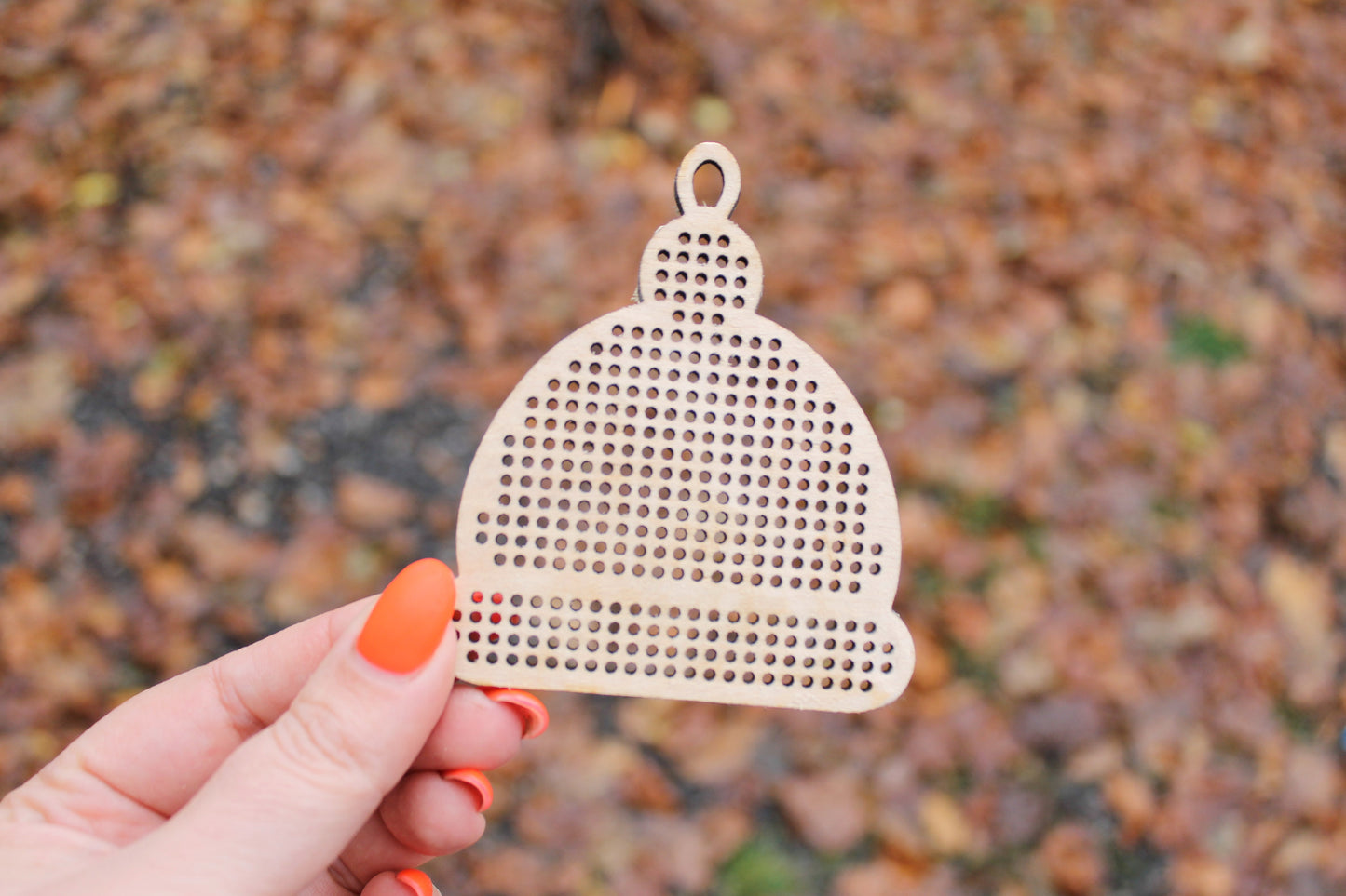 Santa Claus Hat Cross stitch pendant blank 3.4 inches - blanks Wood Needlecraft Pendant - wooden cross stitch blank