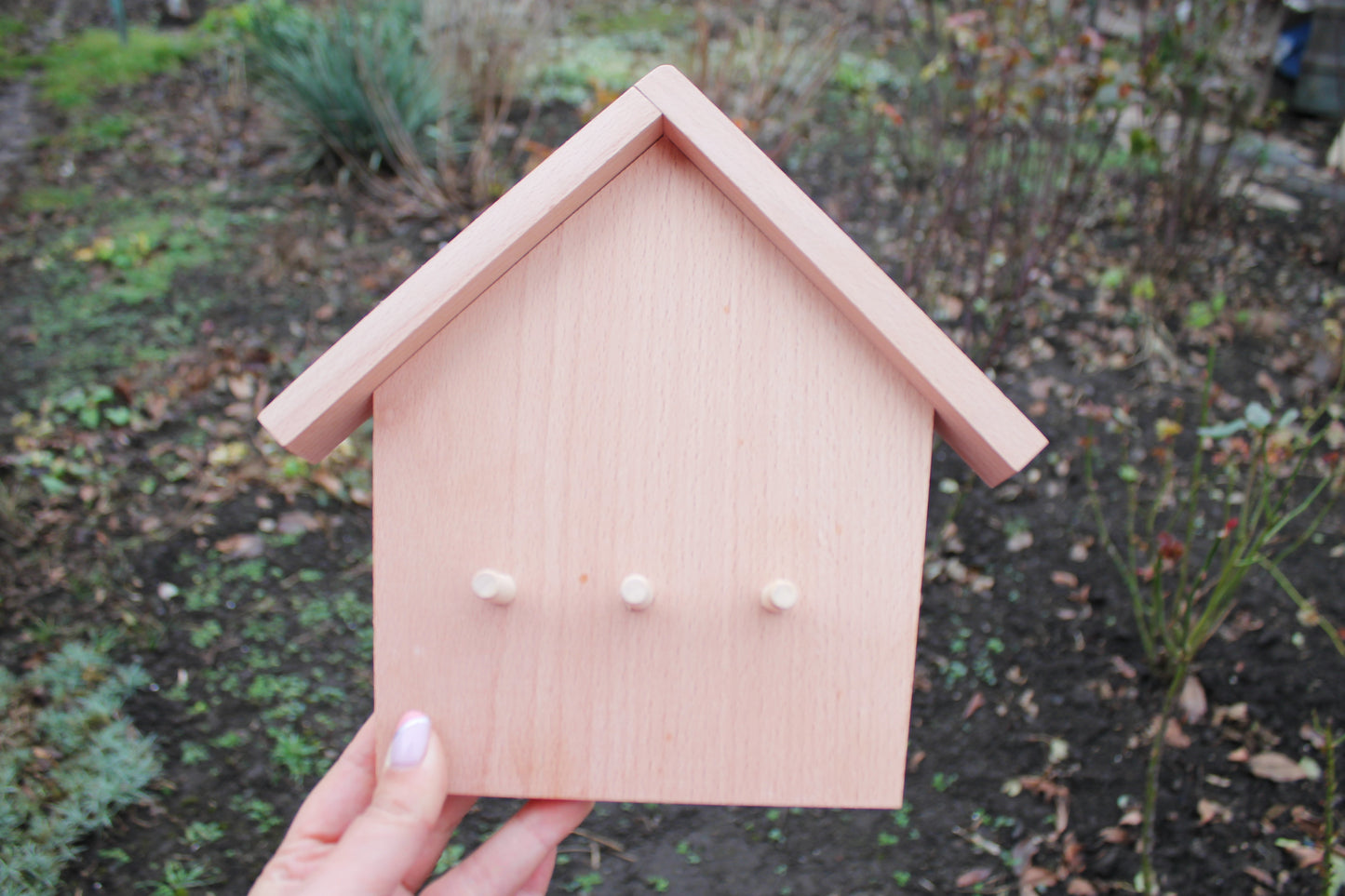 Key Holder made of beech wood - unfinished wood - key holder for 3 key - eco wood