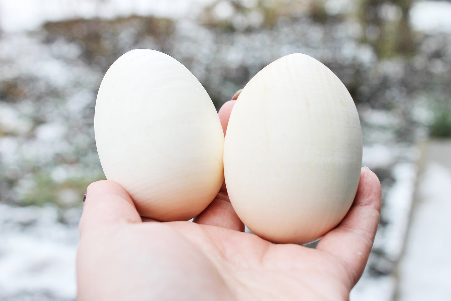 Wooden form of egg - set of 2 - 72-75 mm - 3 inch - unfinished wood - made of Carpathian spruce wood