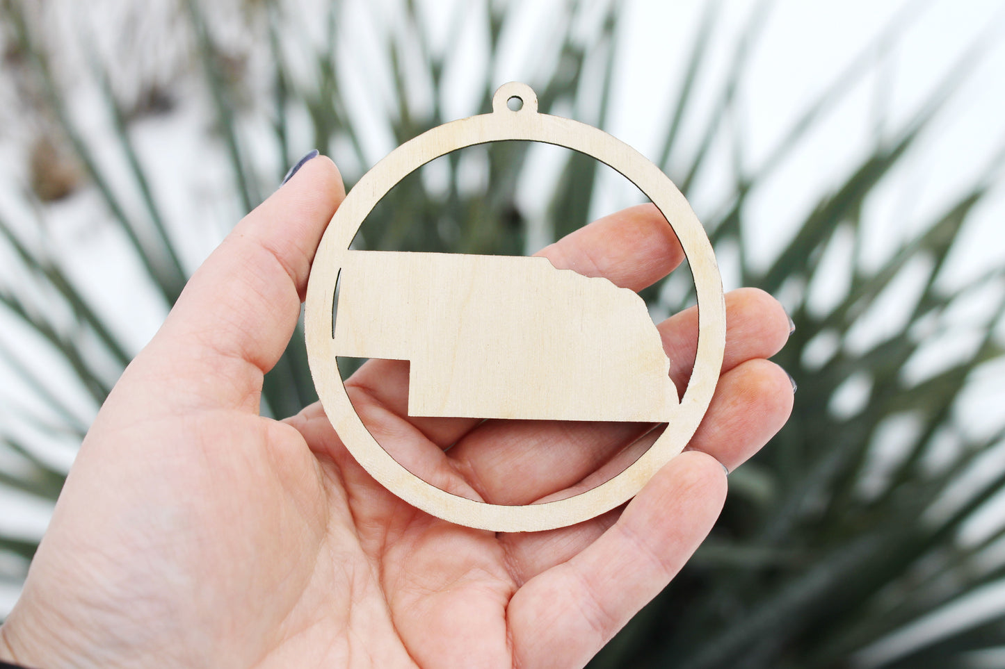 Nebraska state round pendant - Laser Cut - unfinished blank - 3.1 inches - Nebraska Map Inside Circle