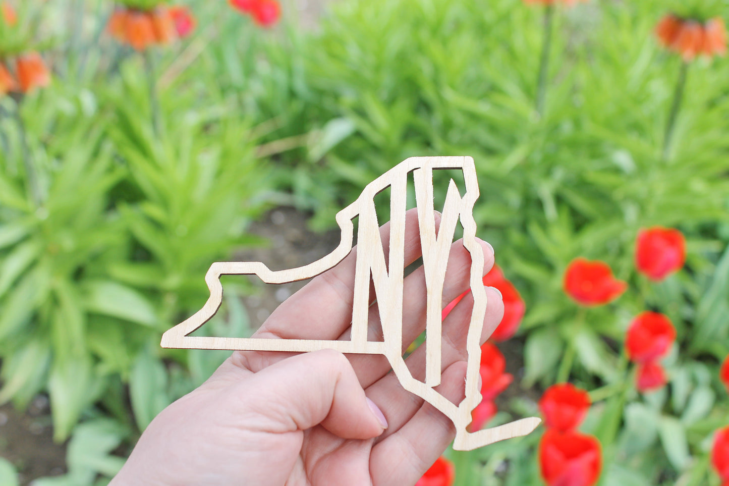New York state inscription - Laser Cut - unfinished blank - 4.9 inches - New York Map Shape Text, Pattern, Stencil, Outline