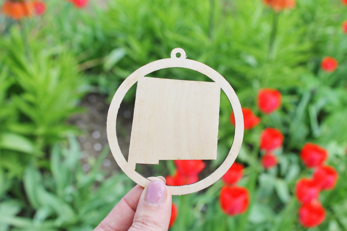 New Mexico state pendant - Laser Cut - unfinished blank - 3.1 inches - New Mexico Map Inside Circle