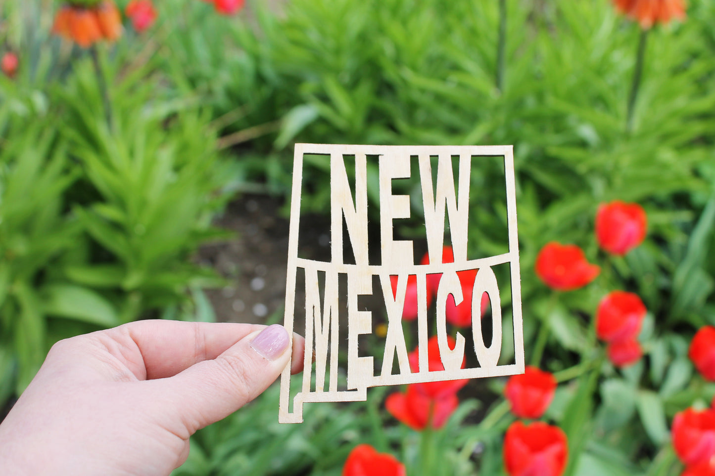 New Mexico state inscription - Laser Cut - unfinished blank - 4.1 inches - New Mexico Map Shape Text, Pattern, Stencil, Outline
