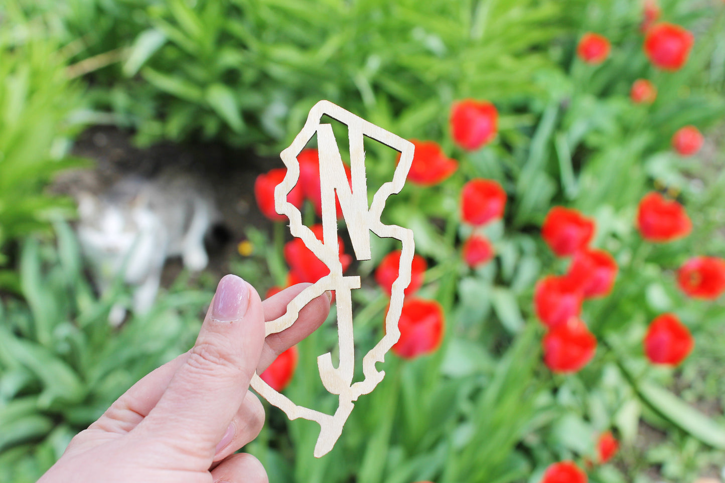 New Jersey state inscription - Laser Cut - unfinished blank - 4.3 inches - New Jersey Map Shape Text, Pattern, Stencil, Outline