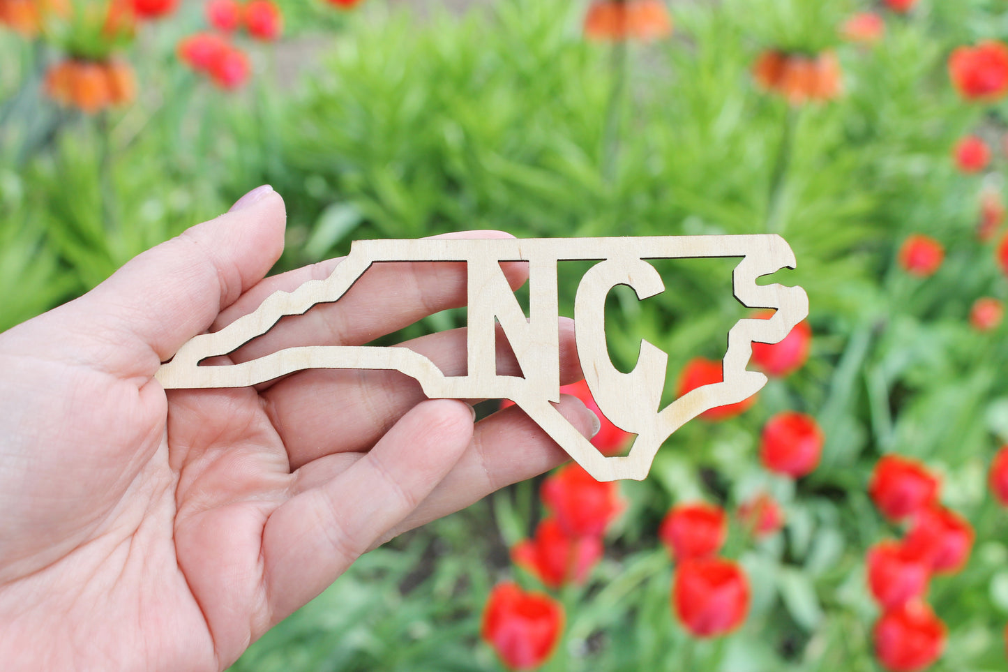 North Carolina state inscription - Laser Cut - unfinished blank - 5.2 inches - North Carolina Map Shape Text, Pattern, Stencil, Outline