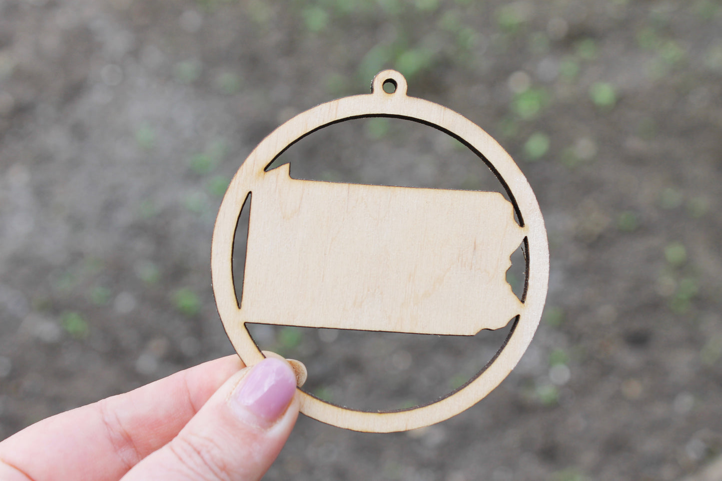 Pennsylvania state pendant - Laser Cut - unfinished blank - 3.1 inches - Pennsylvania Map Inside Circle