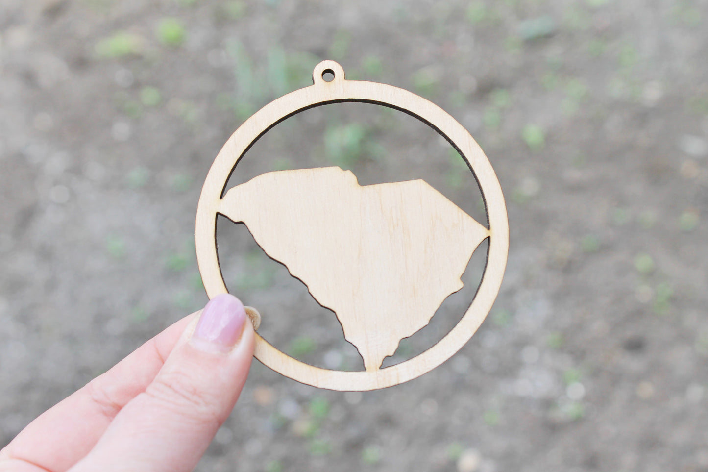 South Carolina state pendant - Laser Cut - unfinished blank - 3.1 inches - South Carolina Map Inside Circle