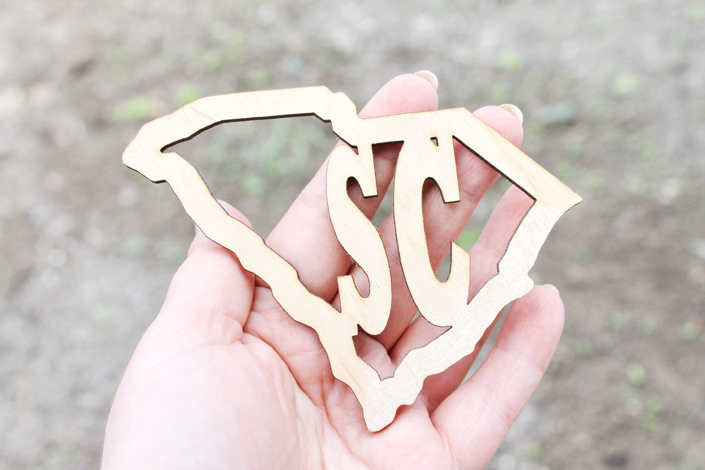 South Carolina state inscription - Laser Cut - unfinished blank - 4.4 inches - South Carolina Map Shape Text, Pattern, Stencil, Outline