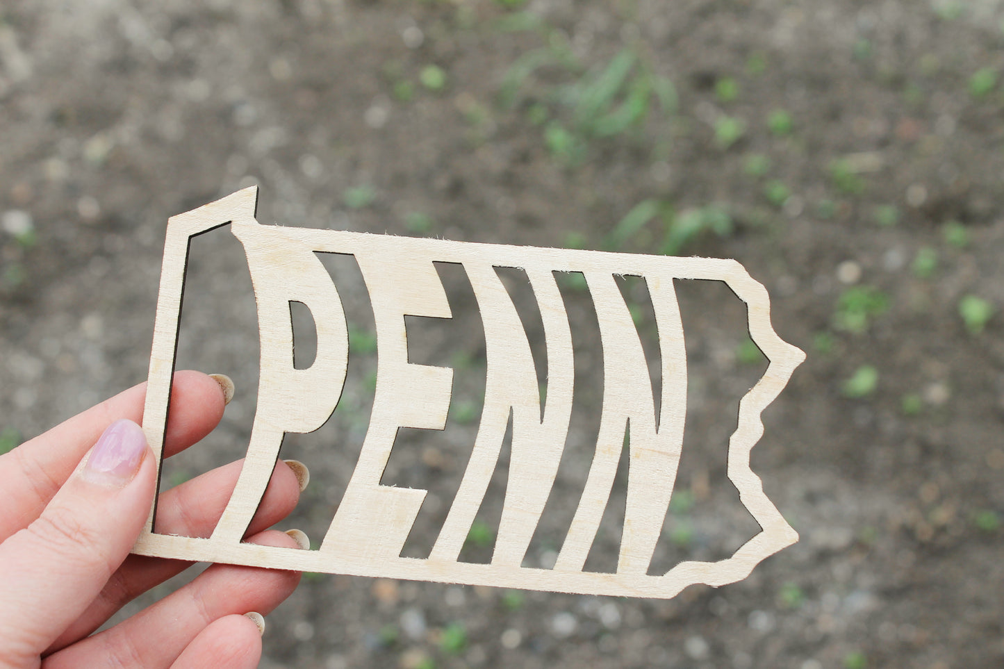 Pennsylvania state inscription - Laser Cut - unfinished blank - 5.6 inches - Pennsylvania Map Shape Text, Pattern, Stencil, Outline