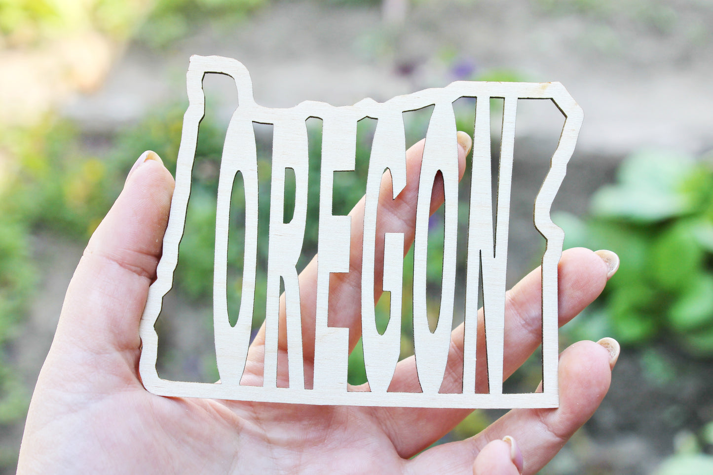 Oregon state inscription - Laser Cut - unfinished blank - 4.3 inches - Oregon Map Shape Text, Pattern, Stencil, Outline