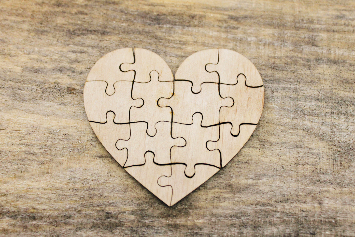 Heart-puzzle blank - 3 inch - do it yourself puzzle - laser cut puzzle blank - Wooden Puzzle - 14 pieces