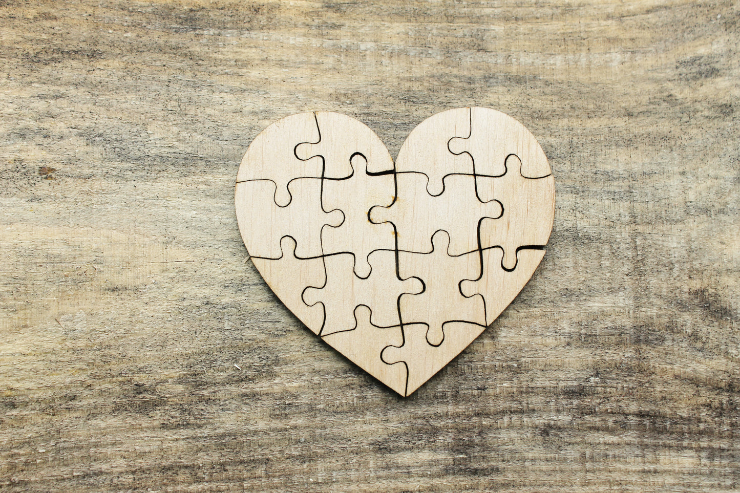 Heart-puzzle blank - 3 inch - do it yourself puzzle - laser cut puzzle blank - Wooden Puzzle - 14 pieces