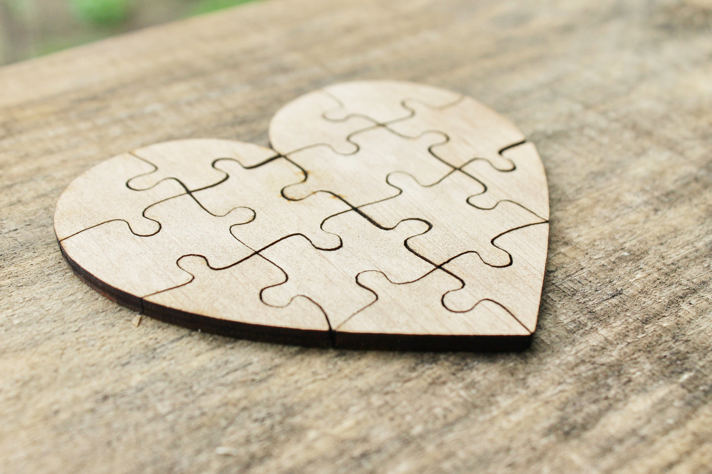 Heart-puzzle blank - 3 inch - do it yourself puzzle - laser cut puzzle blank - Wooden Puzzle - 14 pieces