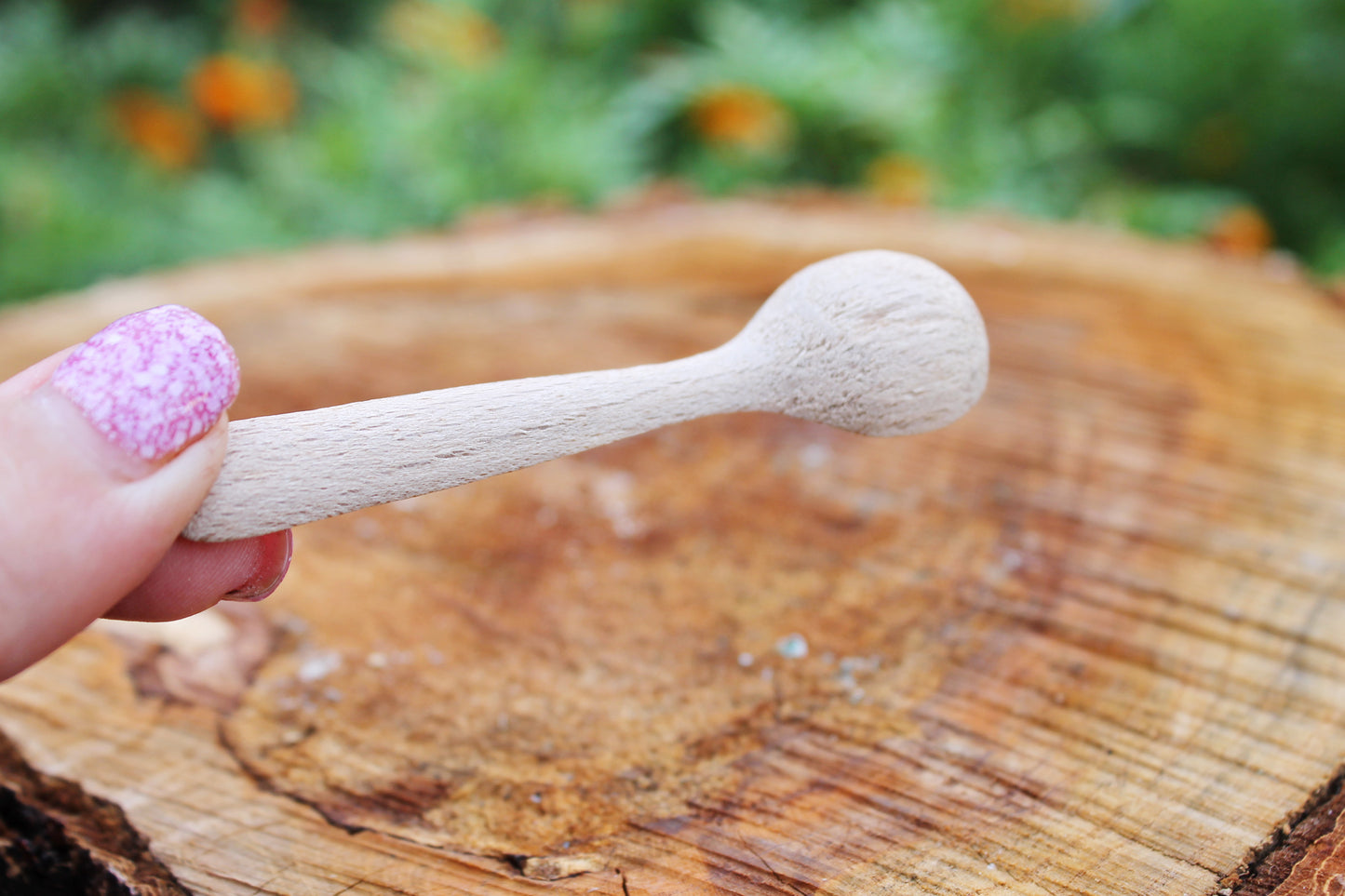 Set of 2 handmade small wooden mini spoons for spices - 3 inches - natural eco friendly - made of beech wood