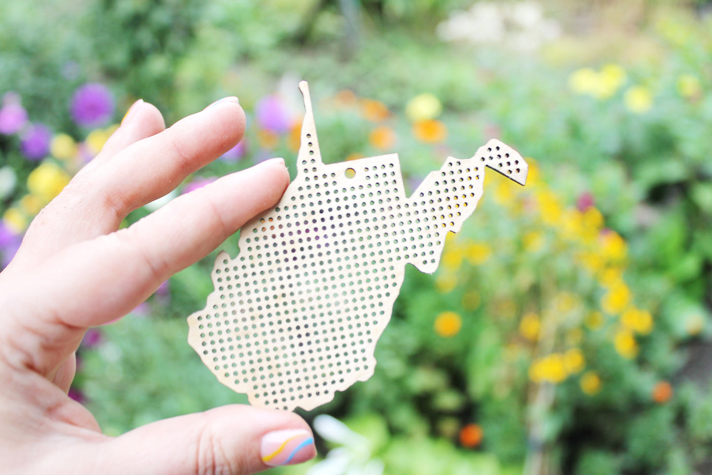 West Virginia state cross stitch - Laser Cut - unfinished blank - 3.9 inches - West Virginia cross stitch blank