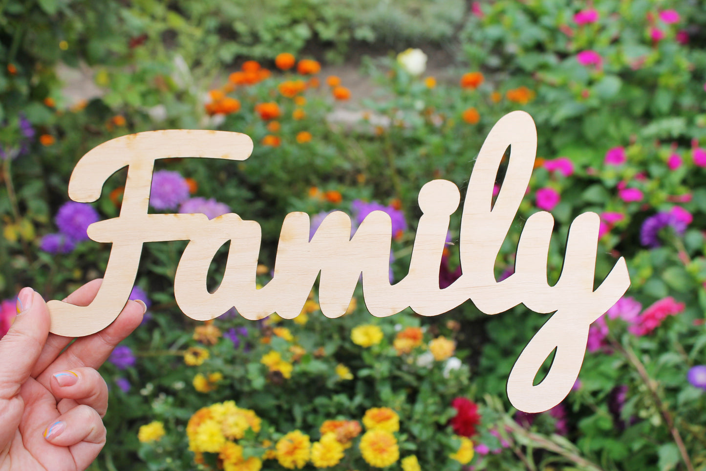 FAMILY word inscription - Laser Cut inscription - unfinished blank - 11.8 inches - Home Decor - Laser cut wood