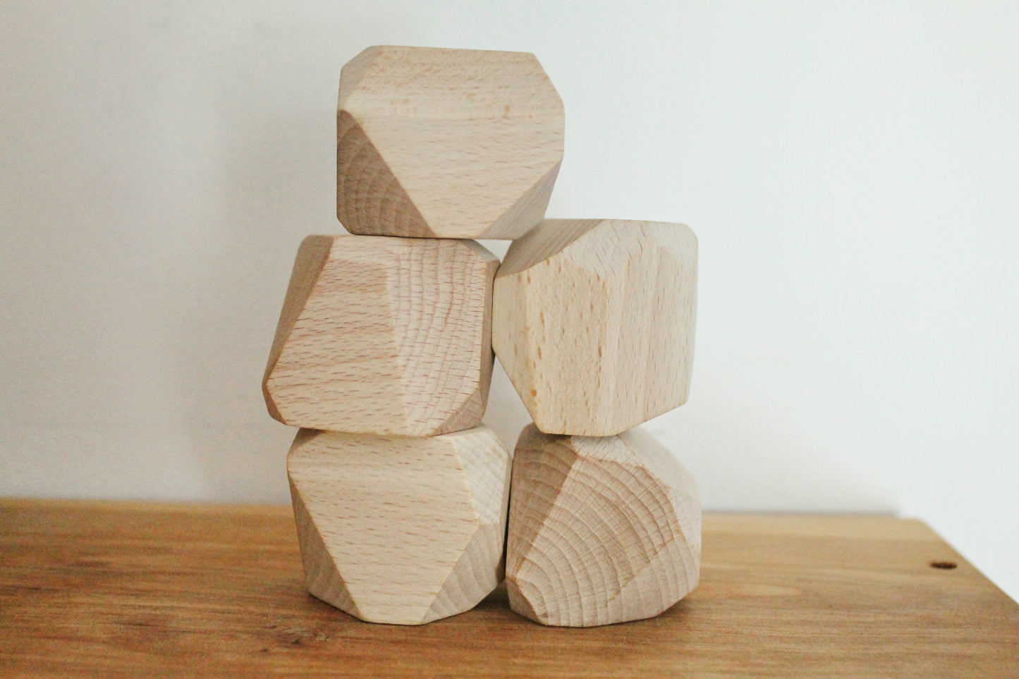 Set of two Stacking Wooden Rocks 50 mm - 2 inches - made of beech wood - handmade wooden stone toy - eco wood