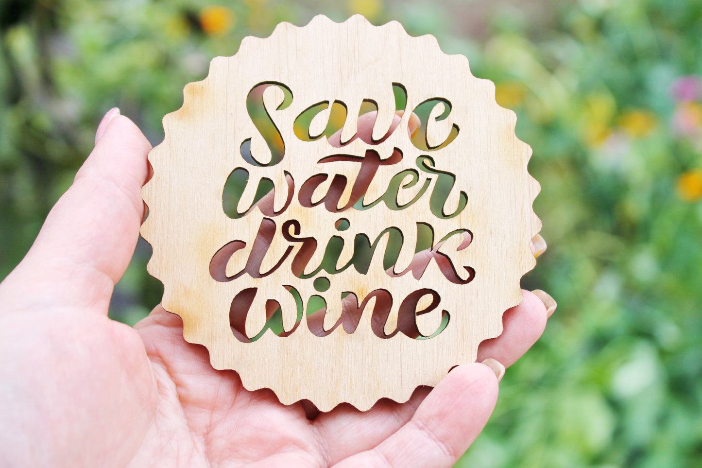 Wine Drink Wooden Coasters - unfinished coasters 3.8 inches - made of high quality plywood - table decor, Modern coasters