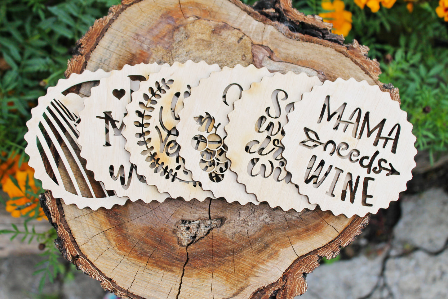 Wine Drink Wooden Coasters - unfinished coasters 3.8 inches - made of high quality plywood - table decor, Modern coasters