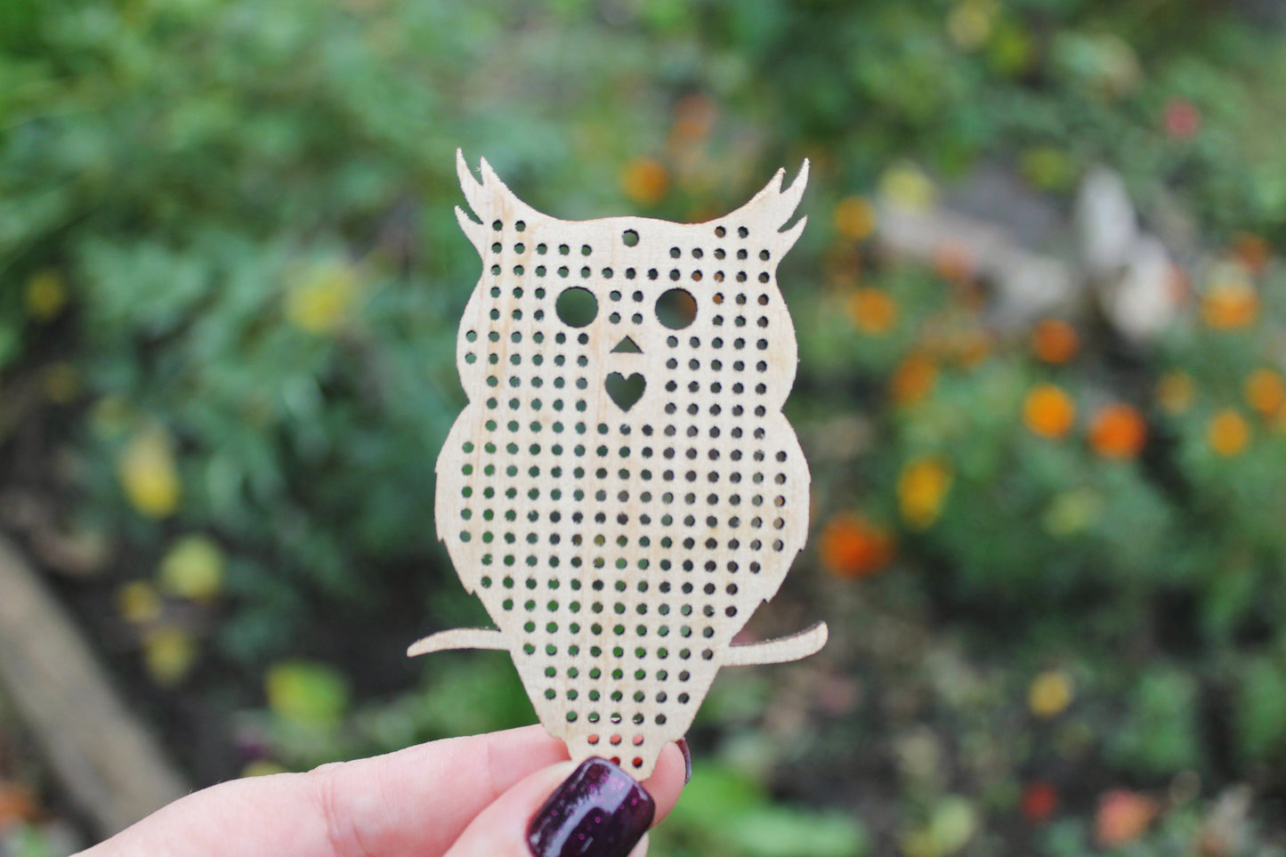 Owl cross stitch blank - 80 mm - 3.2 inch blanks Wood Needlecraft - wooden cross stitch blank