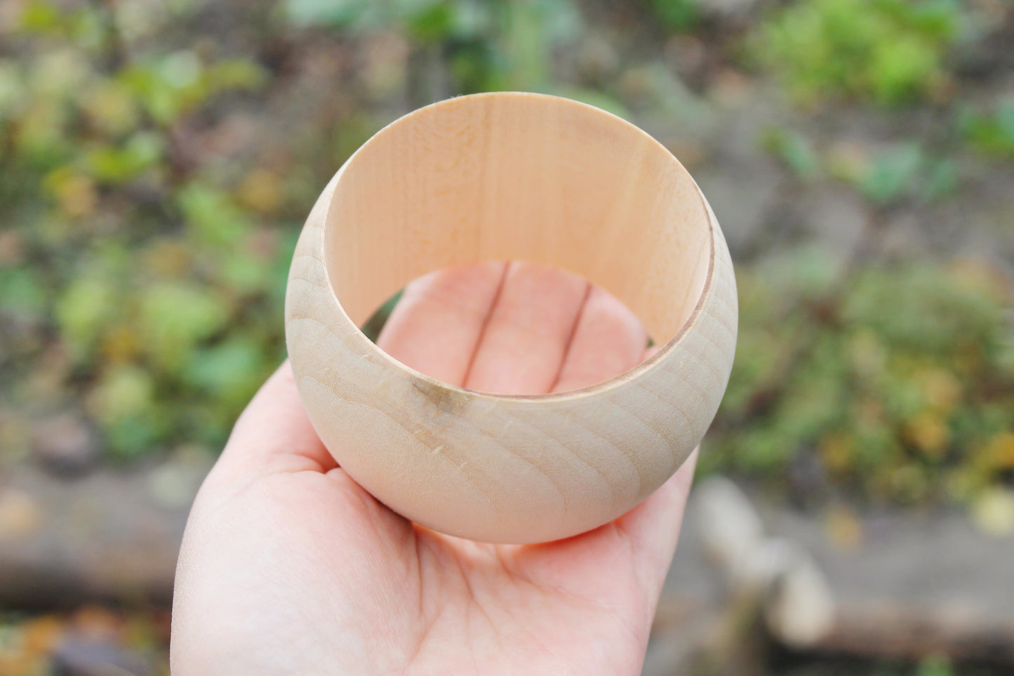 Round wooden bracelet - 50 mm - 2 inches - Wooden bangle - natural eco friendly - linden wood