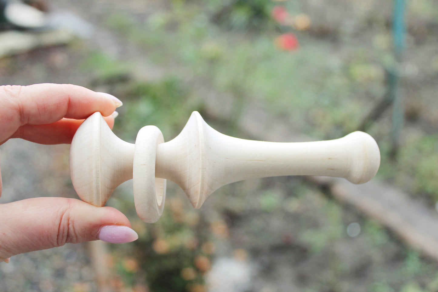 Rattle 5.5 inches - baby rattle - wooden rattle - handmade unfinished wooden rattle - wooden beanbag - beech wood