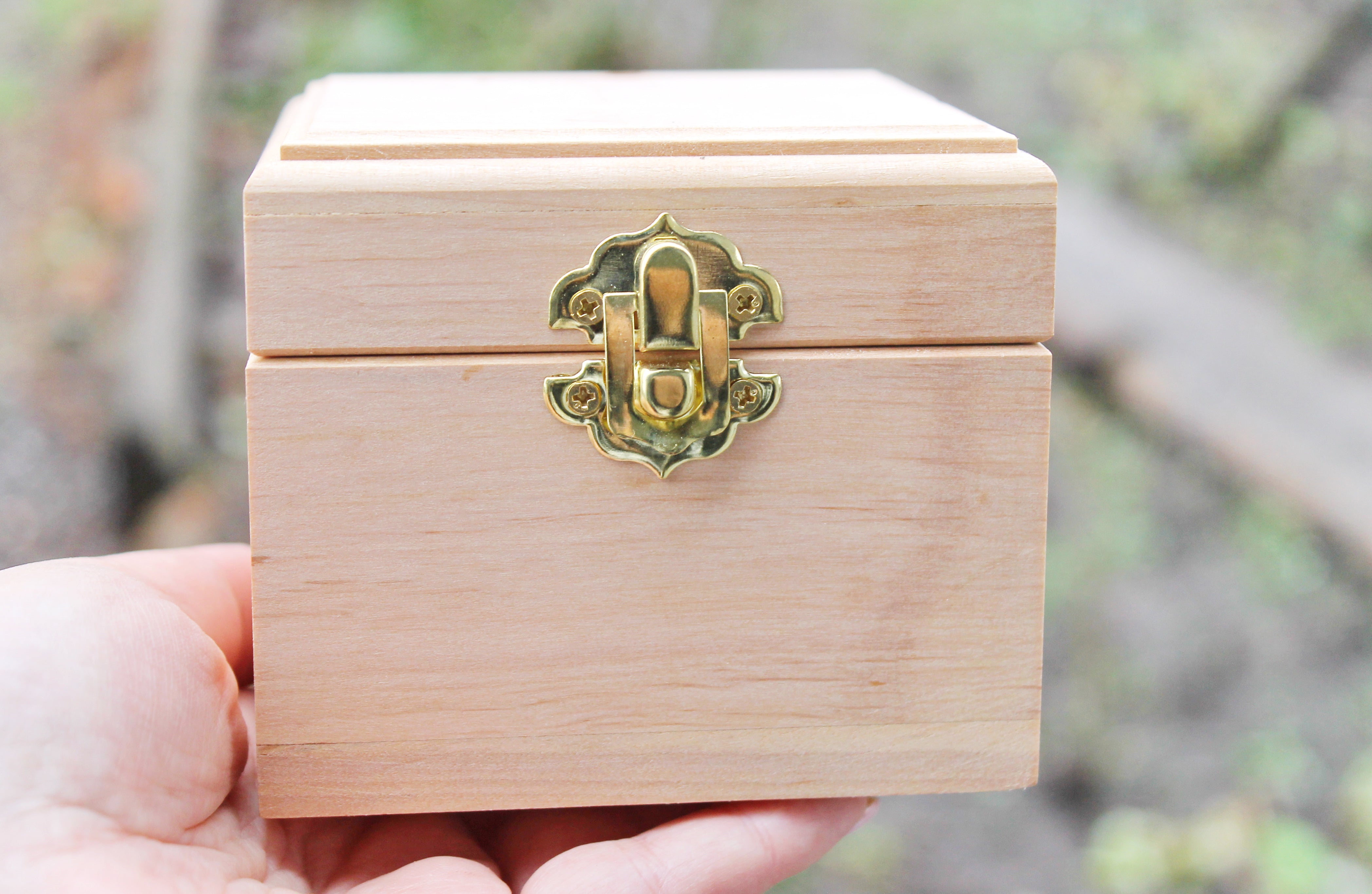 Unfinished Wood Box with Hinge and Latch 5 x 5 x 3 Personalized Laser  Engraving Available