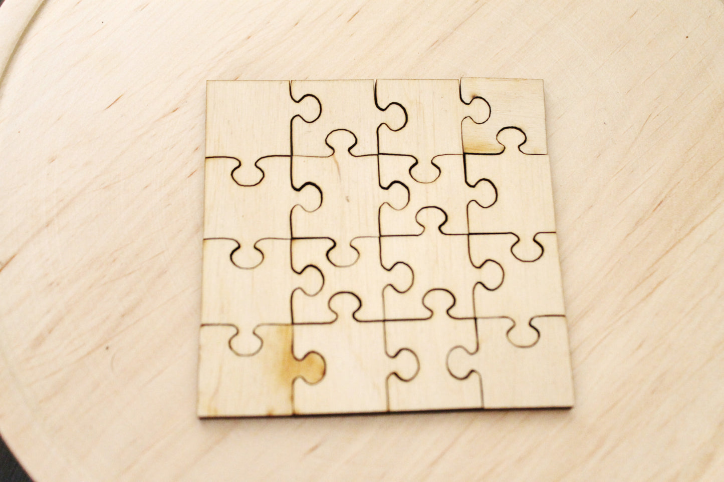 Square-puzzle blank - 3.3 x 3.3 inch - do it yourself puzzle - laser cut puzzle blank - Wooden Puzzle - 16 pieces