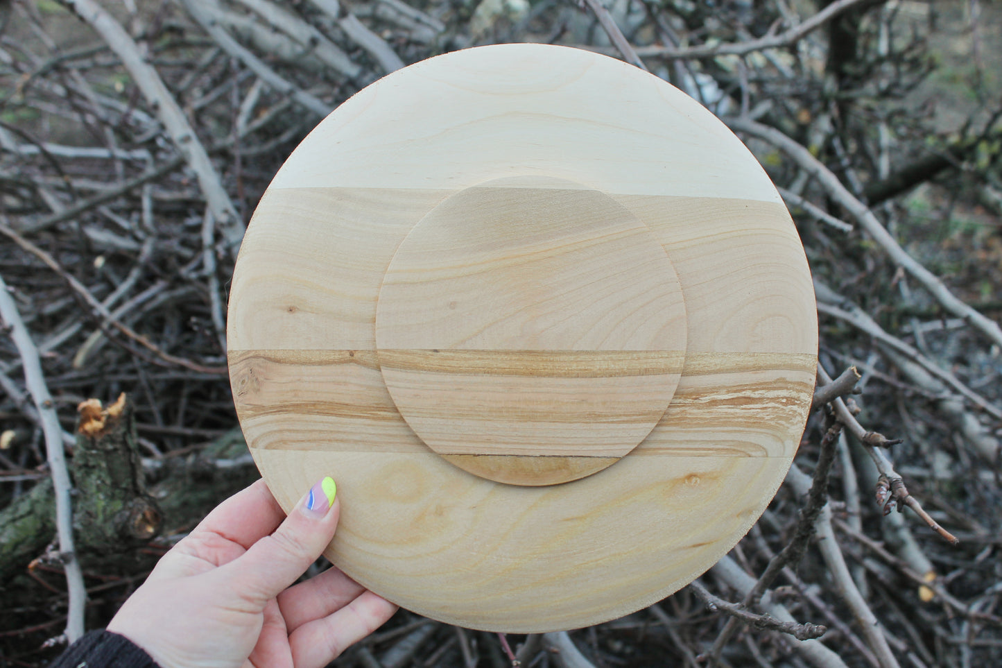 Wooden plate 25 cm 9.8 inches - unfinished natural eco friendly - made of beech wood