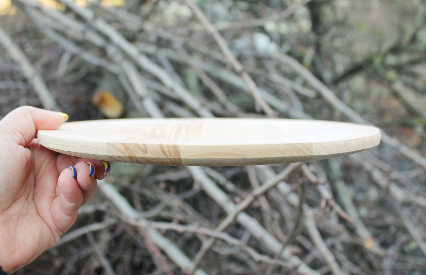 Wooden plate 25 cm 9.8 inches - unfinished natural eco friendly - made of beech wood