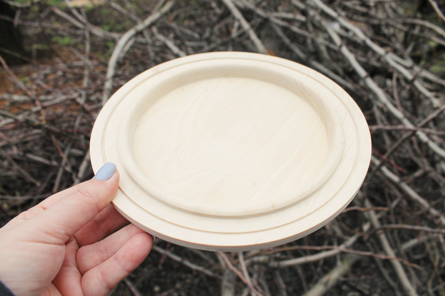 Wooden plate 20 cm 7.9 inch - with bordure - unfinished natural eco friendly - made of birch or alder