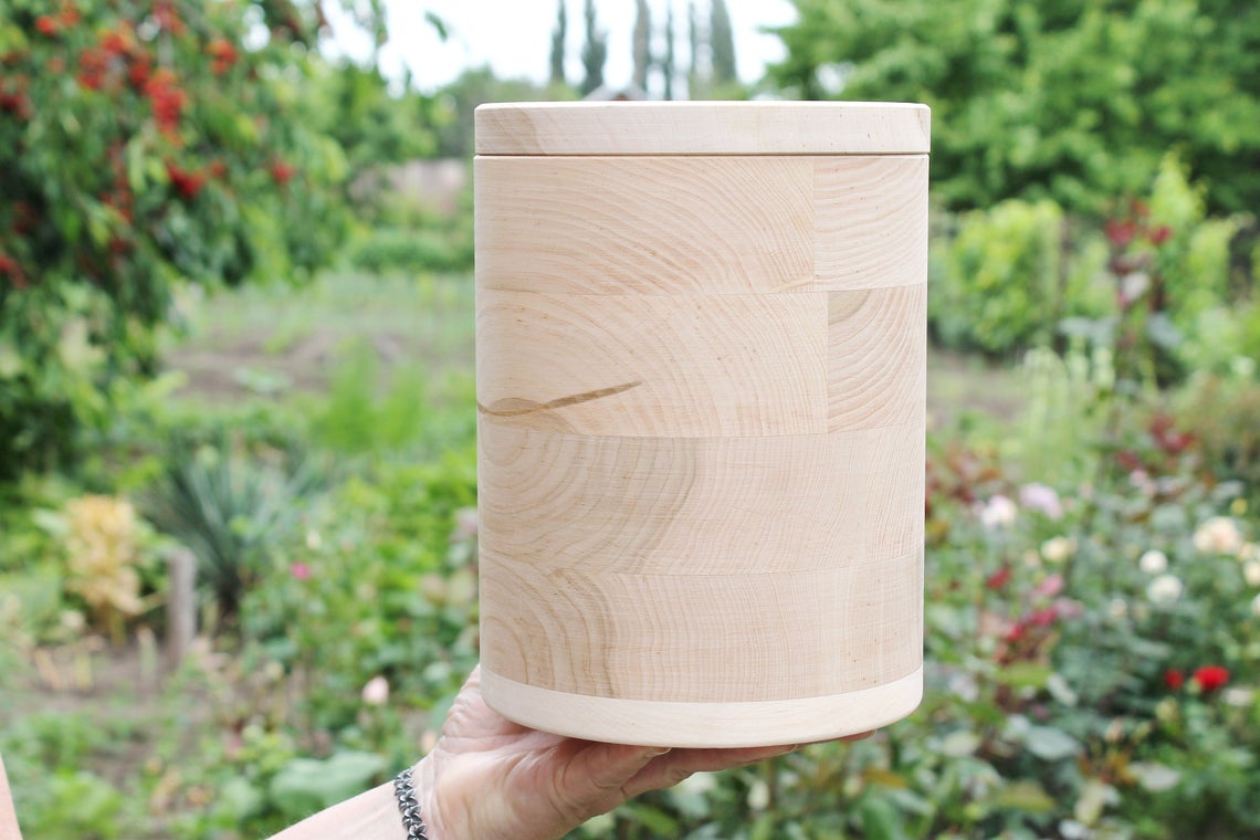 Large Wooden Storage Box with Lid, Unfinished Alder Wood Container, Round Keepsake Box 160mm, Craft Supply, Natural Wood Box