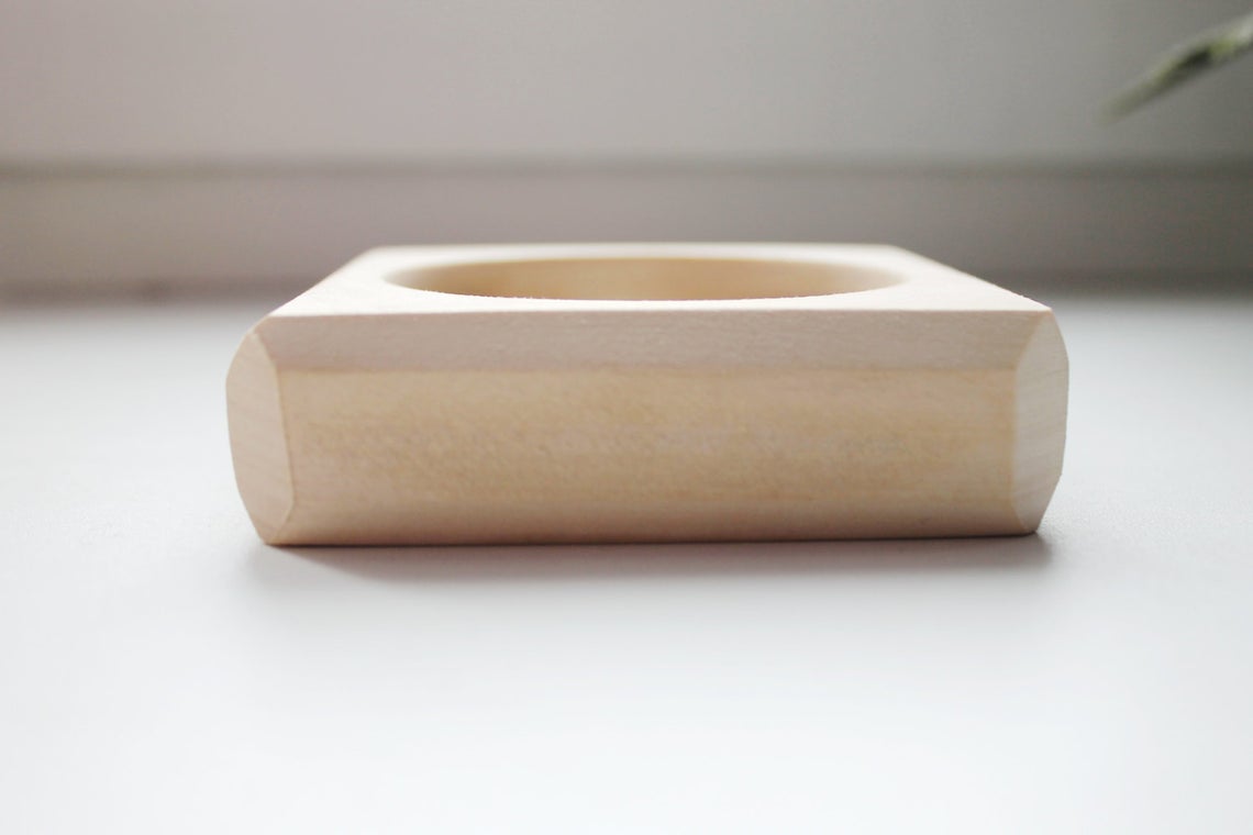 25 mm Wooden square bangle unfinished with cut corners - natural eco friendly - Linden wood - 25 mm