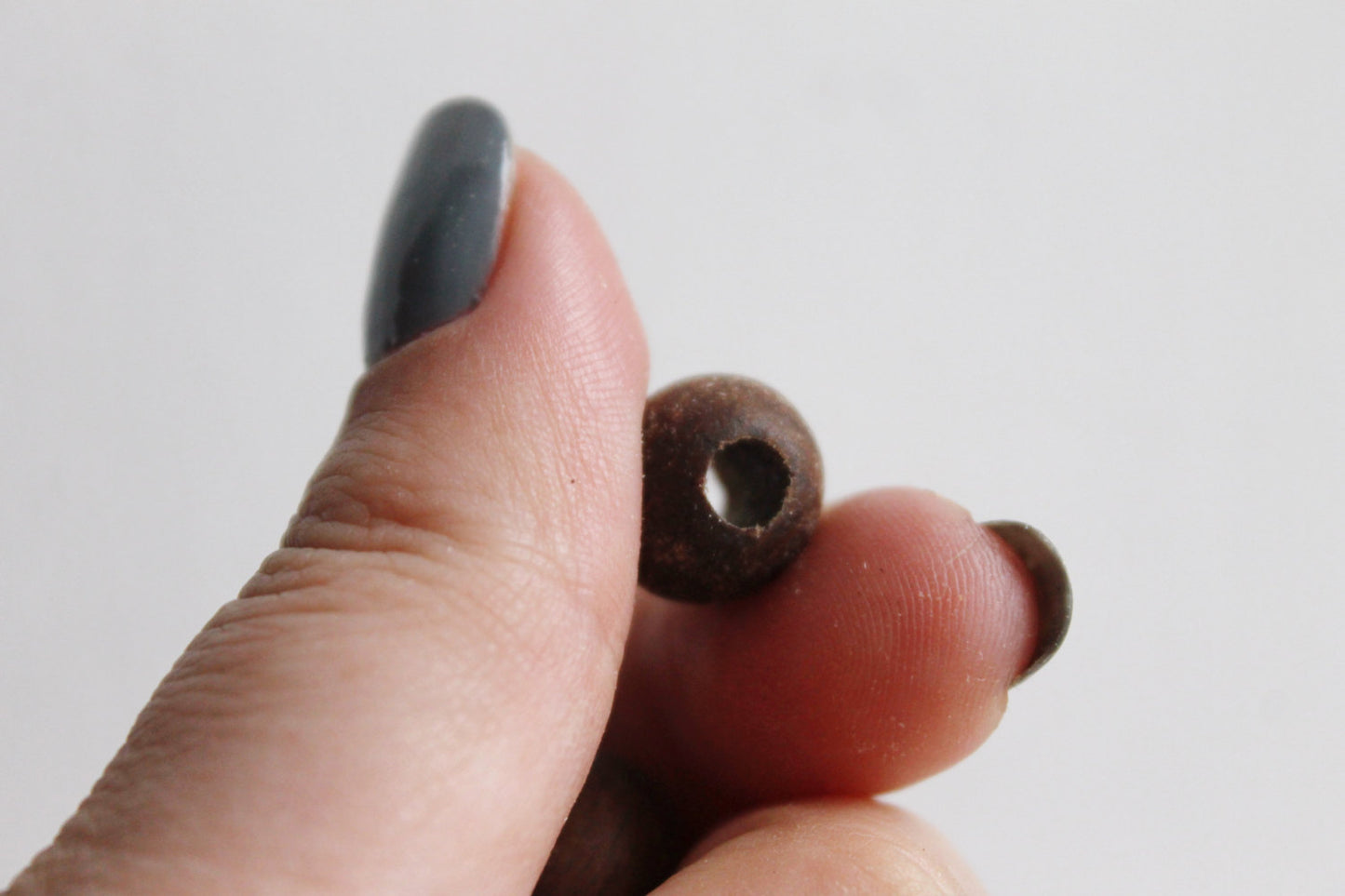 13 mm Wooden textured beads 25 pcs with big hole - 5 mm - natural, eco-friendly - boiled in olive oil