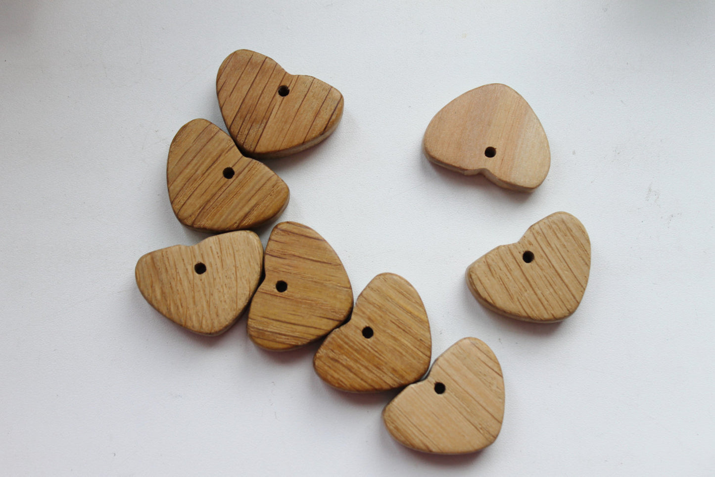 Set of 5 - Heart wooden pendant, organic- natural, eco friendly - made of OAK