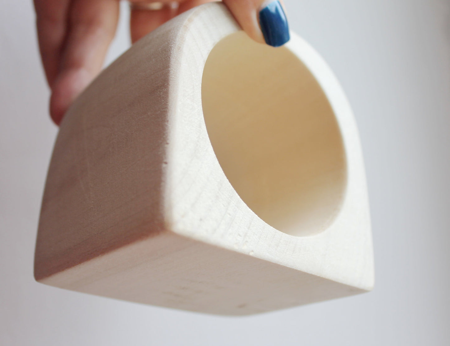 70 mm Wooden bangle unfinished round with two corners - natural eco friendly