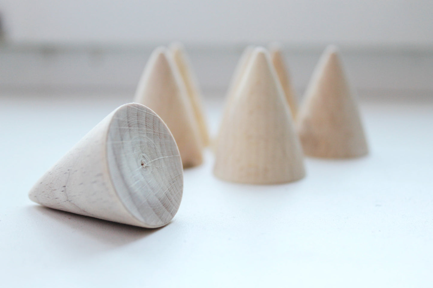 Set of 5 - Big Wooden cones 40x30 mm 5 pcs - eco friendly - CONES - without holes