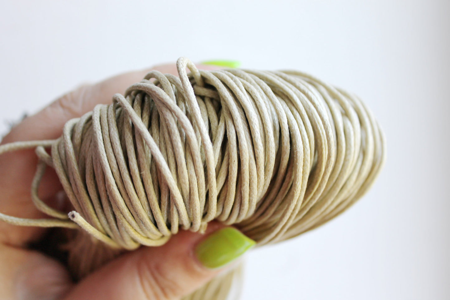 Beige Wax Cotton Cord 1.5 mm 10 meters - 10,9 yards or 32,8 feet